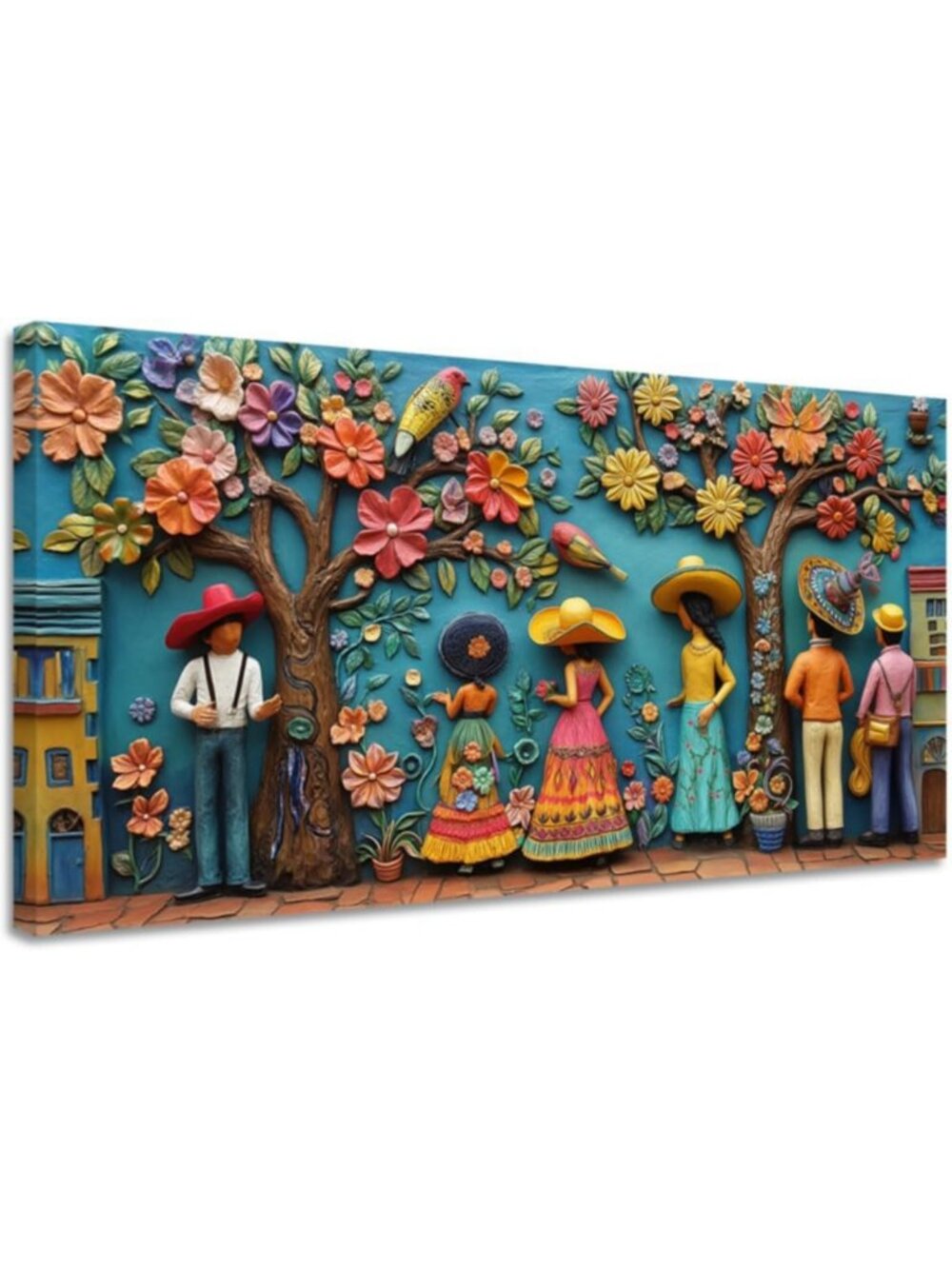 CGXLB Mexican Street Market Wall Art Extra Large Landscape Canvas Print Sombrero
